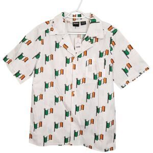 NWT Mad Engine Irish Flag St. Patrick's Button Down Short Sleeve Men's Shirt M